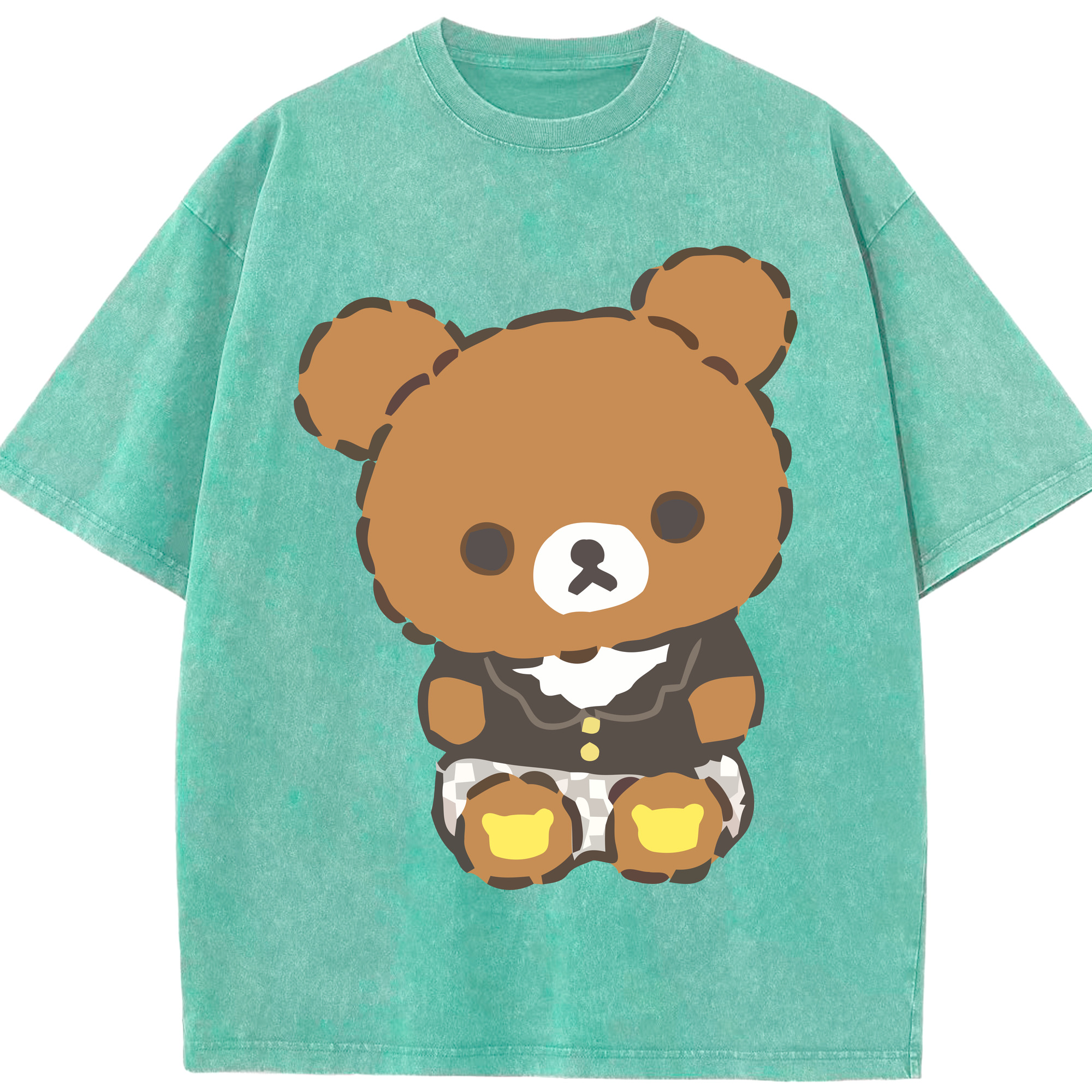 （画像用） リラックマ リラックマ キイロイトリ Rilakkuma Korilakkuma Kiiroitori 綿100% ヴィンテージ風 半袖Tシャツ（フロントプリント）